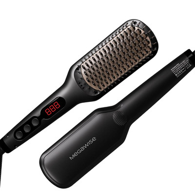 Pro Ceramic Ionic Hair Straightener Brush for Home Salon, Straightening Hair Bru