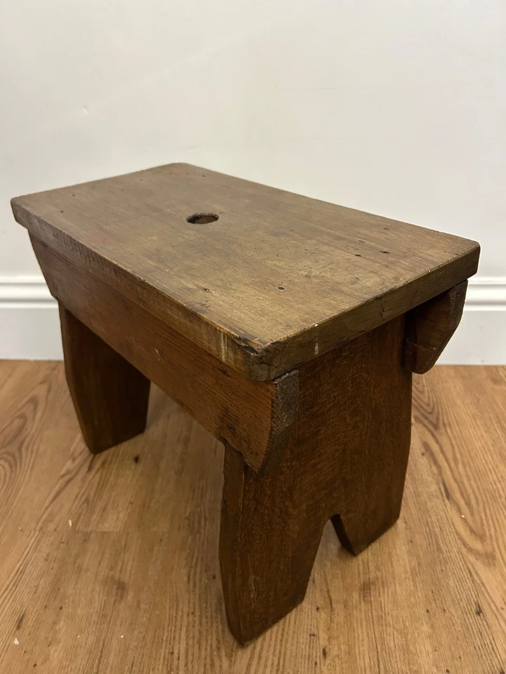 Vintage Milking Stepstool Footstool Stool Plant Stand Primitive Wooden Oak - Image 3 of 4