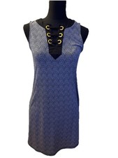 Beautiful MICHAEL KORS Black & White Printed Dress with Gold Accents, Size XS