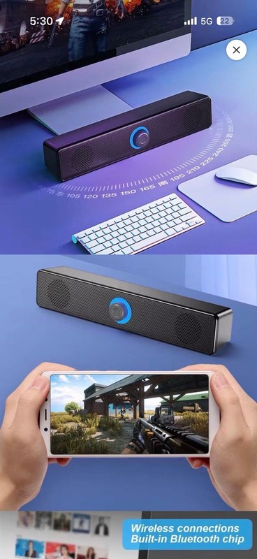 RGB Desktop Soundbar - Wireless PC Speakers for an Immersive Gaming Experience