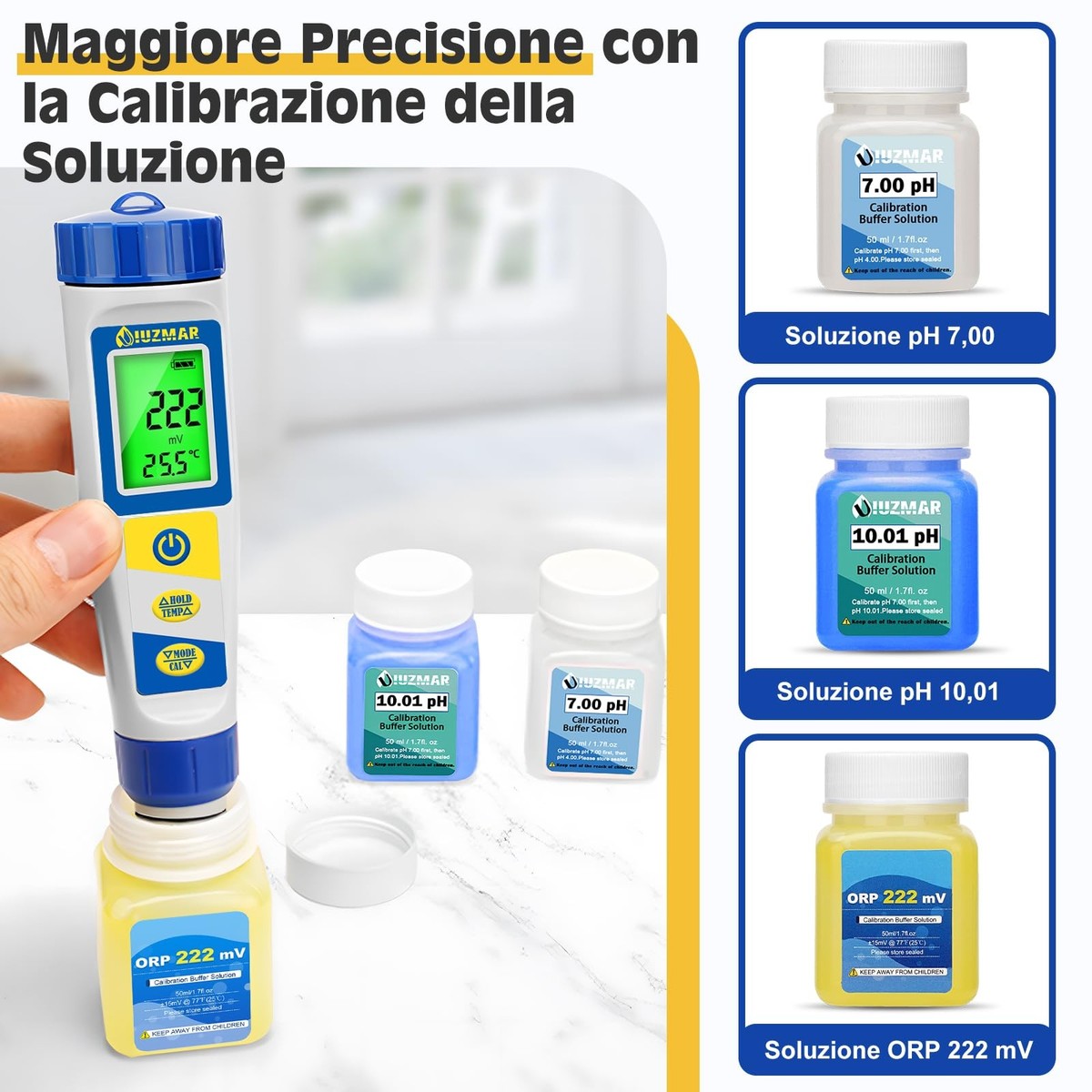 Misuratore Digitale 7in1 Per Piscina - Cloro, PH, Sale, TDS, EC, ORP, Temperatura - Foto 8