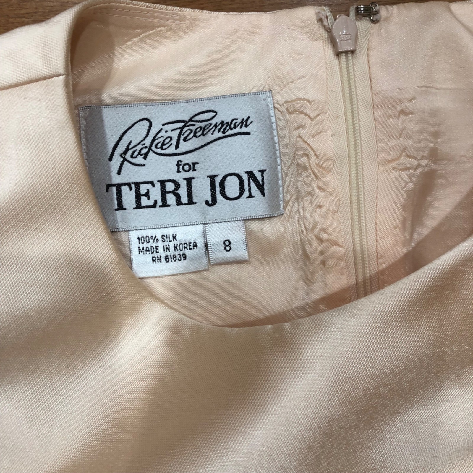 Rickie Freeman for Teri Jon 100% Silk Peach Dress & Jacket Combo Size 8