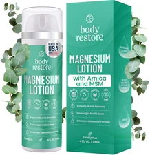 Body Restore Magnesium Lotion with Arnica & MSM - For Sleep Support, Muscle & Jo