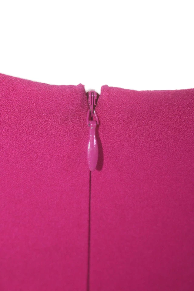 Zac Posen Womens Silk Textured V-Neck Sleeveless Shift Dress Fuschia Size 2 - Image 4 of 4