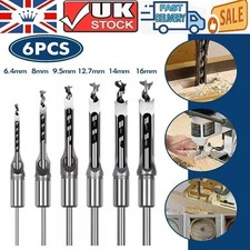 6Pcs Square Hole Drill Bit Mortising Woodworking Saw Mortise Chisel Drill Bit UK