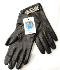 Portolano womens Embellished Black Leather Gl...