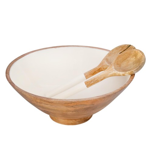 Wooden Salad Bowl Set (Large Serving Bowl w/Utensils); Salad Serving Set in M...