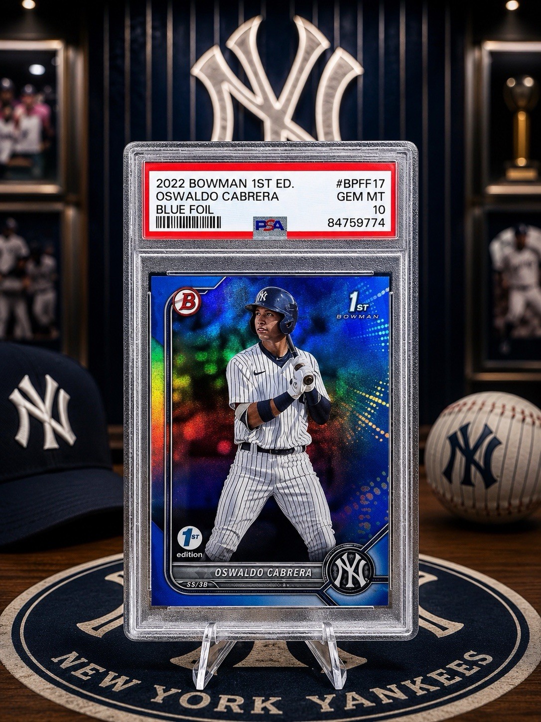 2022 Bowman First Edition Oswaldo Cabrera Blue Foil /150