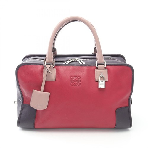 LOEWE Amazona 36 Leather Handbag Purple Pink Women Used Authentic