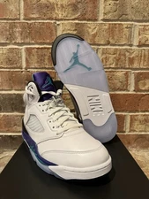 New 9 Nike Air Jordan 5 Grape White Emerald Retro OG HQ7978-100 Men