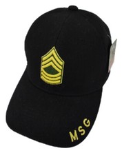 U.S. Army Rank, Master Sergeant, E-8, Adjustable Black Baseball Cap