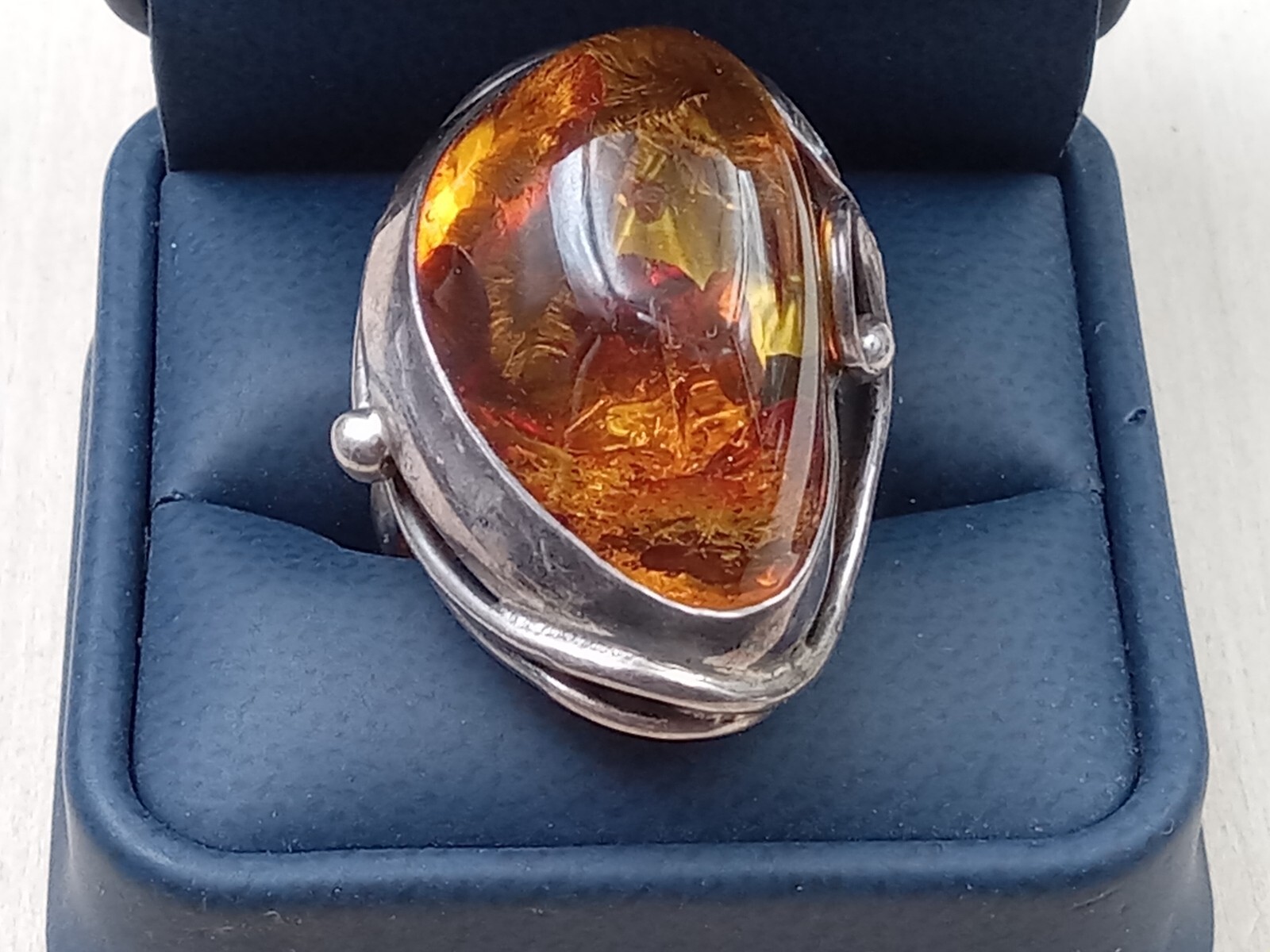 Unique Statement Artisan Sterling Silver Ring w C… - image 1