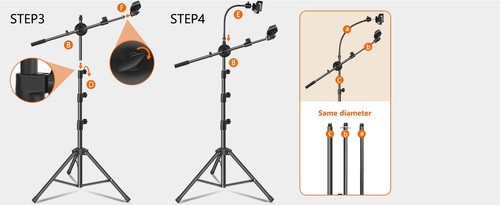 Microphone Stand with Tablet Phone Holder Boom Gooseneck Mic Adjustable Tripod - Picture 20 of 24