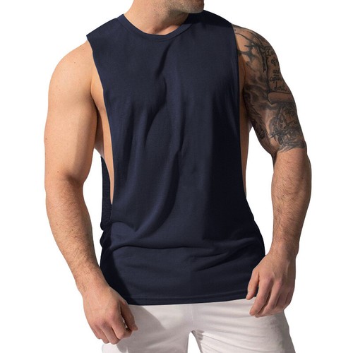 New men's vest muscle men's sports casual solid color men's sleeveless T-shirt - Picture 8 of 35