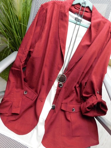 ***ULLA POPKEN***SCHÖNER LEICHTER LEINEN-MIX-BLAZER+KREMPELÄRMEL+Gr. 48 - Bild 2 von 2