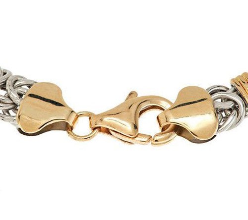 6.75" Domed Status Byzantine Bracelet Real 14K Yellow White Gold QVC J287941 - Picture 5 of 5