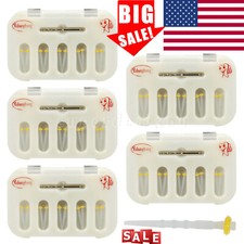 5 Box Dental Fiber Post Resin Post Screw Thread Quartz & 5-Drills Yellow 50pcs