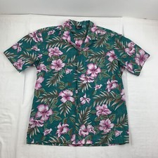 Vintage Royal Creations Hawaiian Shirt Adult Large Green Floral Tropical Beach