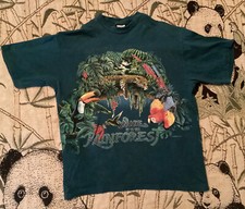 Wake Up To The Rain Forest Blue Large T Shirt Made In USA 100% Cotton SIGNAL