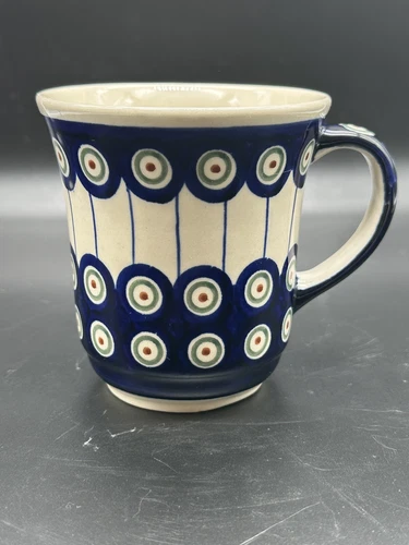 Boleslawiec Handmade Poland Pottery Coffee Cup/Mug Peacock