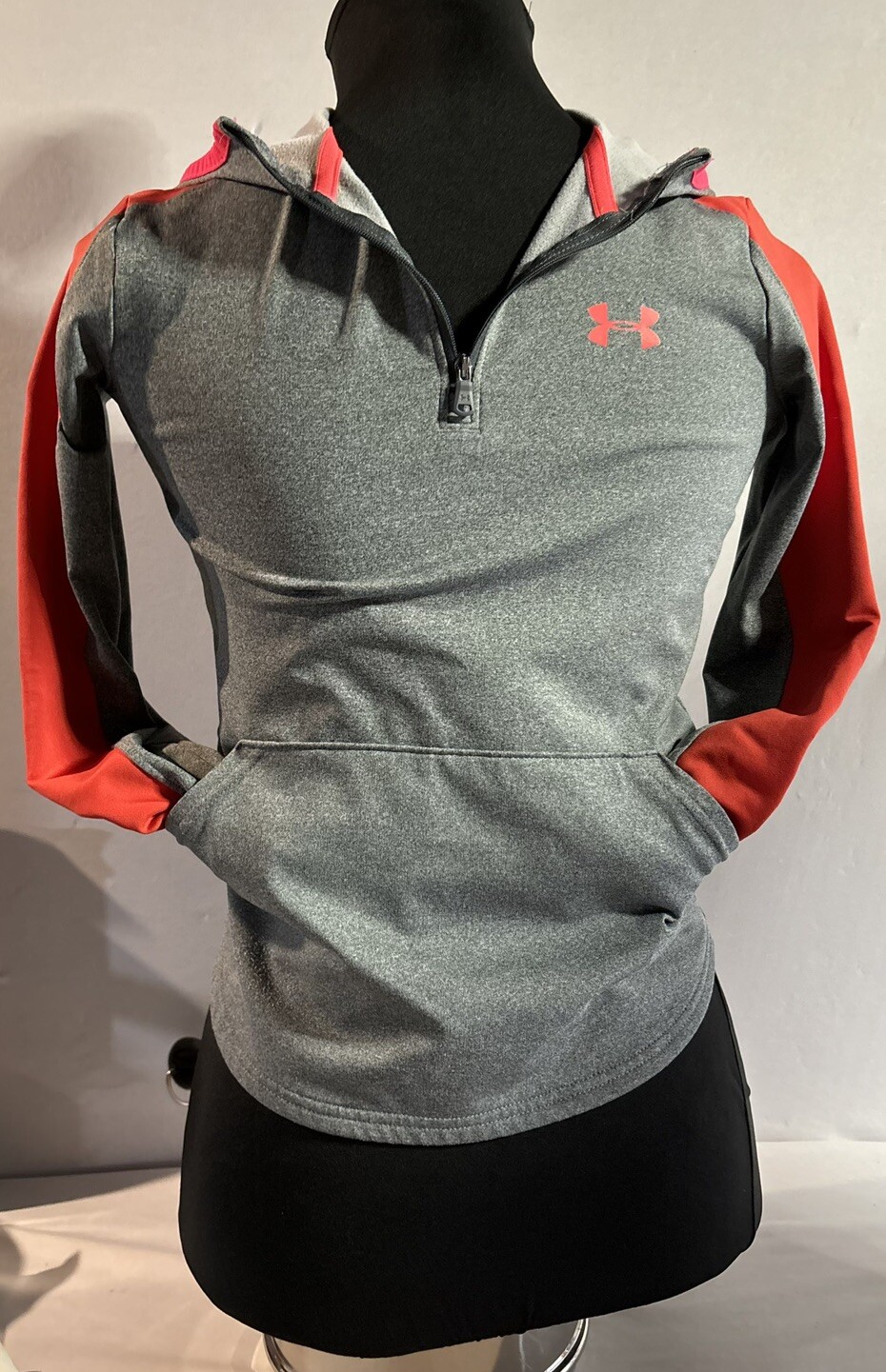 Under Armour Half Zip Youth Small Grey With Red
