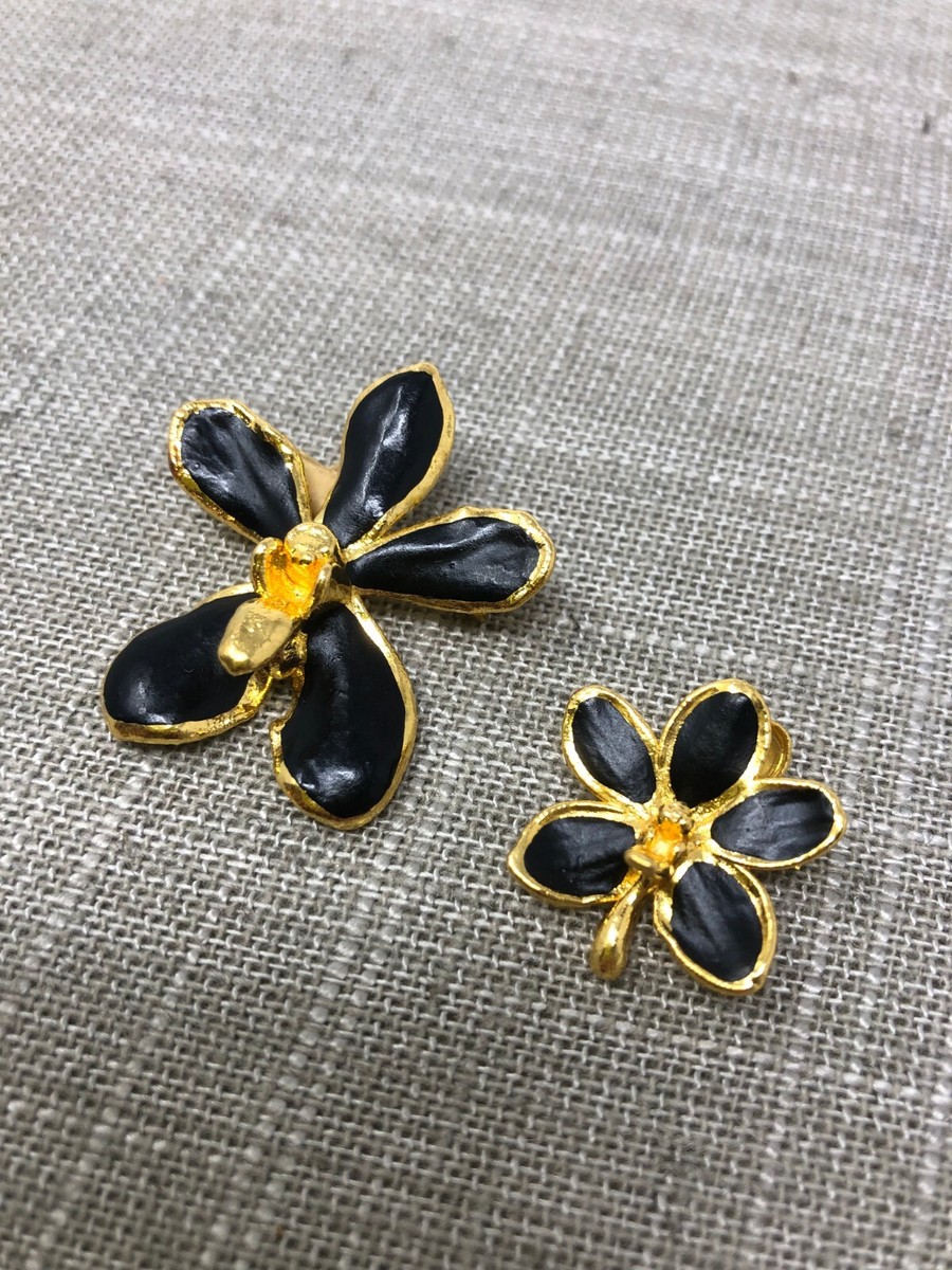 tamas　値下げMother Gold　Brooch Vintage Set of 2 Risis 31 Orchid Flower Pendant Brooch 22K