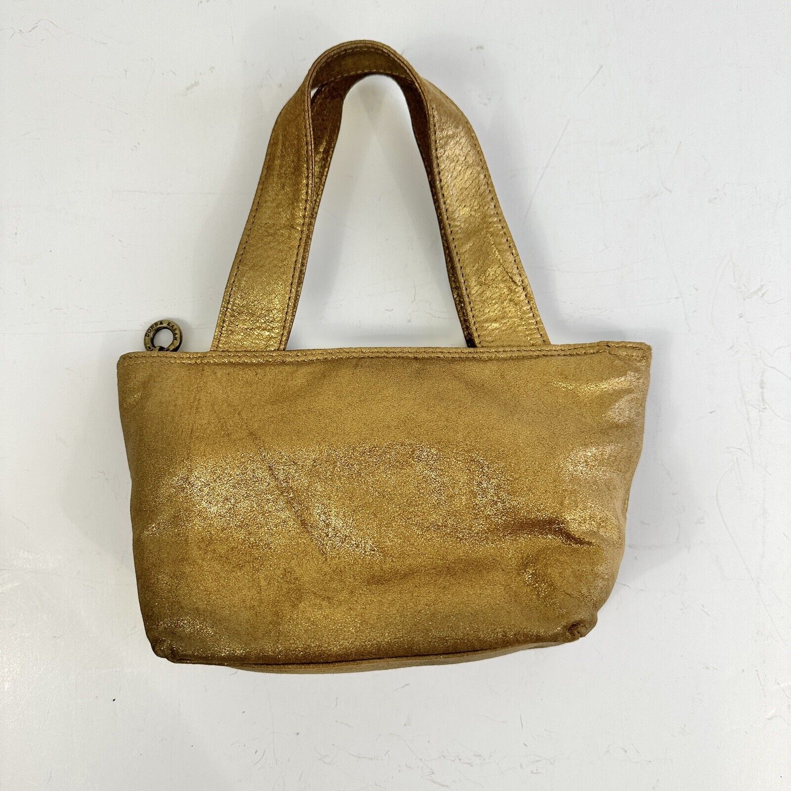 DKNY Gold Fabric Mini Tote/Purse Excellent /cb - image 1