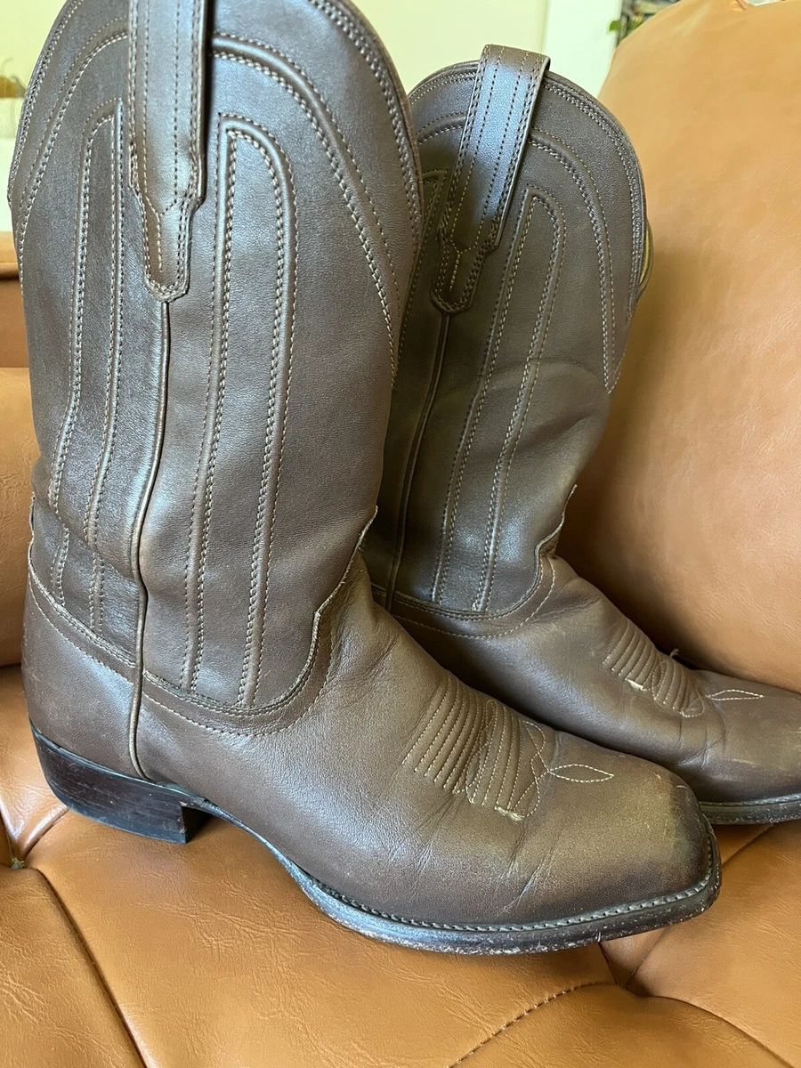 Tecovas Jackson Brown Leather Square Toe Western Cowboy Boots Mens Sz.9.5 D