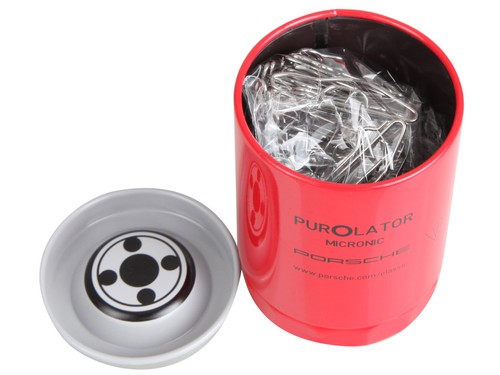 Porsche Büroklammerdose mit Büroklammern 911 Silhouette Ölfilter Dose - Bild 4 von 4