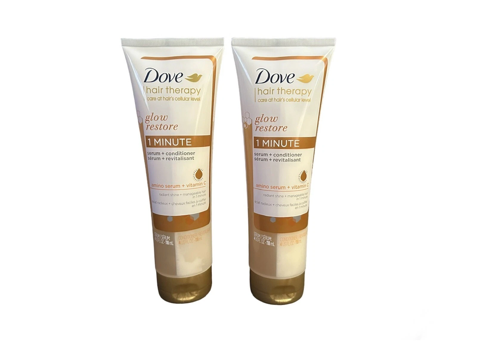 Dove Hair Therapy GLOW RESTORE AMINO SERUM + CONDITIONER, 8 Fl Oz, 2 Each