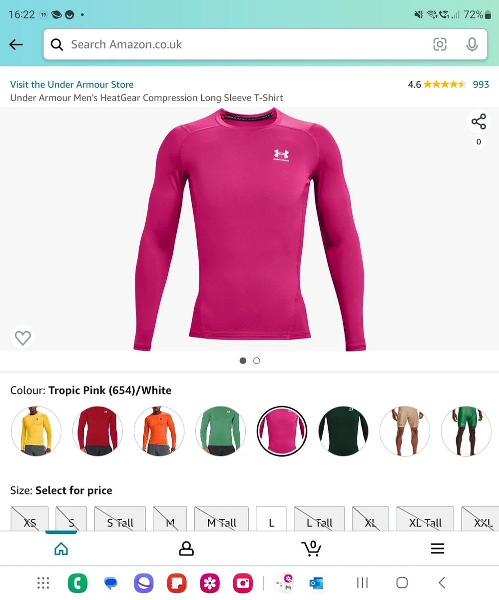 Under Armour Men s HeatGear Compression Long Sleeve T Shirt Large Pink