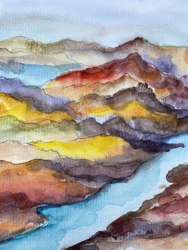 Original watercolor Art Grand Canyon National Park painting mountains Artwork - Picture 8 of 10