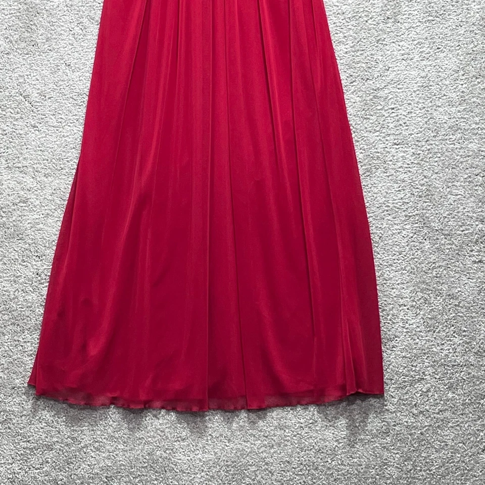 Trixxi Women Red Halter Prom  Rouched Jeweled Formal Gown Dress Juniors Size 7 - Image 3 of 4