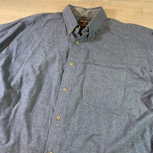 Vintage Woolrich grau Knopfleiste dick schwer Baumwolle Langarm Hemd Herren XL - Bild 2 von 8