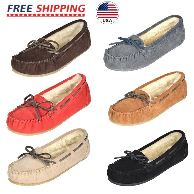 fur lined moccasin slippers