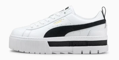 Puma Womens Mayze Leather Trainers / White-Black / RRP £90
