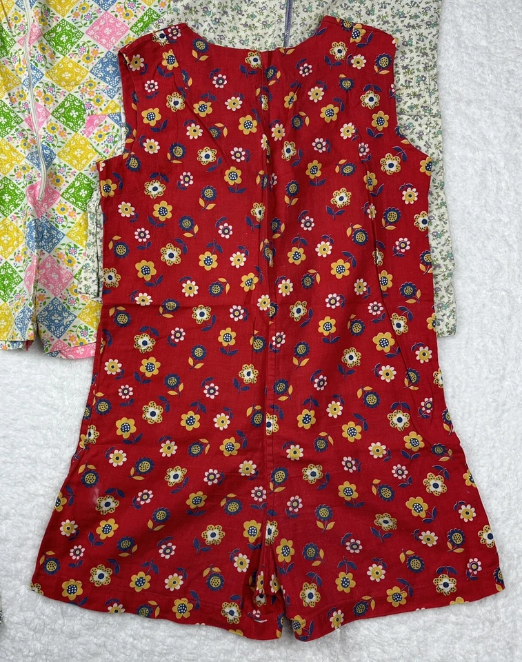 De colección Años 50 Floral Saco de Alimentación Mameluco Algodón Rojo Hecho a Mano Ditsy Margarita Scovill Foto 4 de 4