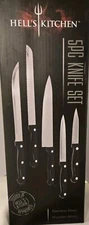Hells Kitchen 5 PC Knife Set NIB Stainless Steel Wooden Block by NextUSA...