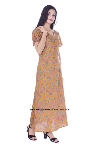 Ladies Women Nightwear Printed 100% Cotton Short Sleeve Long Nightdress Maxi - Picture 15 of 31