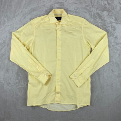 Camisa de vestir Eton para hombre 38 15 amarillo mezcla algodón seda ajuste contemporáneo nueva sin etiquetas $210 - Imagen 1 de 11