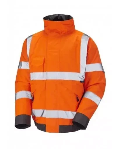 Hi Viz Leo Workwear Bomber Waterproof Jacket CHIVENOR Class 3 Orange