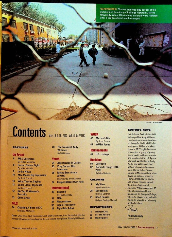 Soccer America Magazine May 16 2003 Chris Klein Mick Garcia Josh Wolff