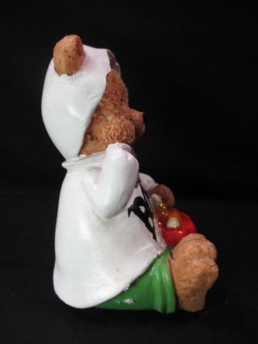4.25" Figurine Halloween Boo Bear - Ghost with Jack-o-Lantern Candy Bucket - Picture 3 of 6