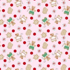 FEELINE FESTIVE CHRISTMAS GINGERBREAD CAT COOKIES DEAR STELLA COTTON FABRIC HY