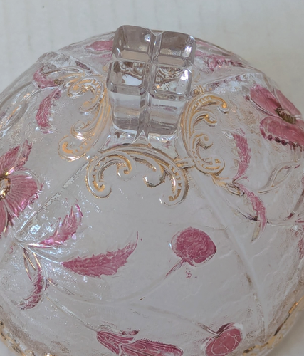 1905 EAPG Glass Domed Butter Dish/Ruby Red Floral w/Gold Trim - Picture 6 of 12