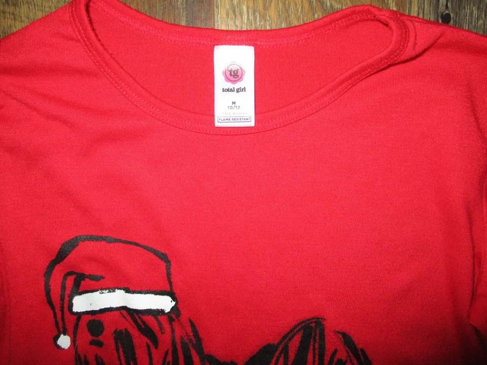 Top Total Niña Manga Larga Rojo "BAD HAIR DAY" Perro Con Sombrero de Papá Noel Niñas M 10-12 Foto 2 de 4