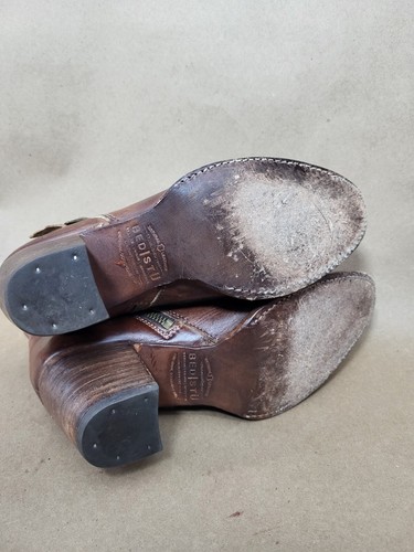 Bed Stu Cobbler Brown (Size 6.5) Western Ankle Boots Buckles Straps Zip Women - 第 7/18 張圖片