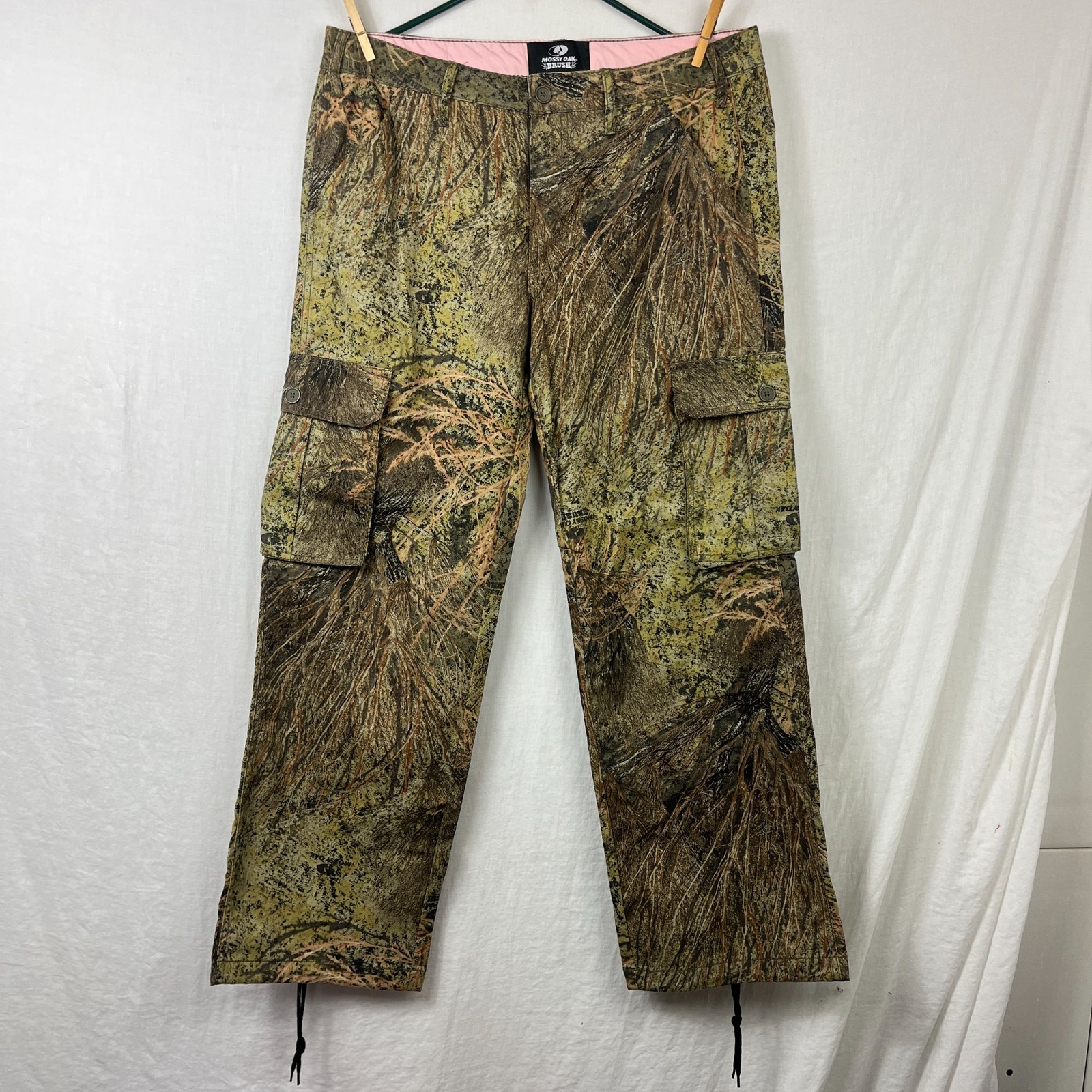 Mossy Oak Brush Camo Wide Leg Pants Womens 36x32 14/16 Baggy Cargo Jogger Skater