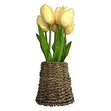 Artificial Yellow 6-tulip Bouquet Decor 8.5  Garden Pot Home Spring
