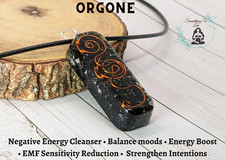 Black Tourmaline Root Chakra Rectangle Orgone Pendant Necklace